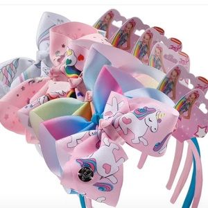 Cartoon Unicorn Headbands. Set of 5. Pink blue  Unicorns